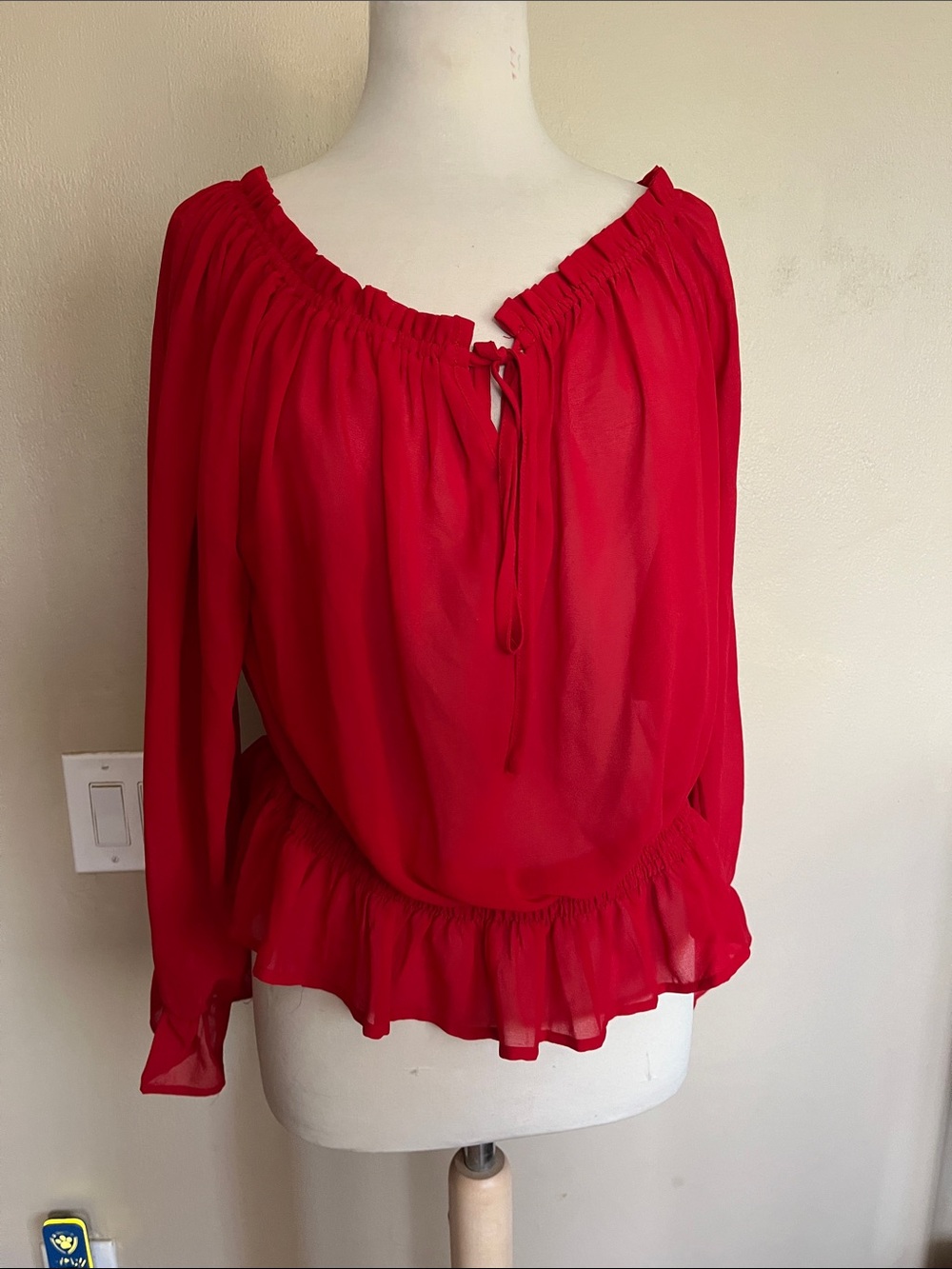 SHEIN Red Elastic-Waist Elastic Neck/Off-Shoulder Top